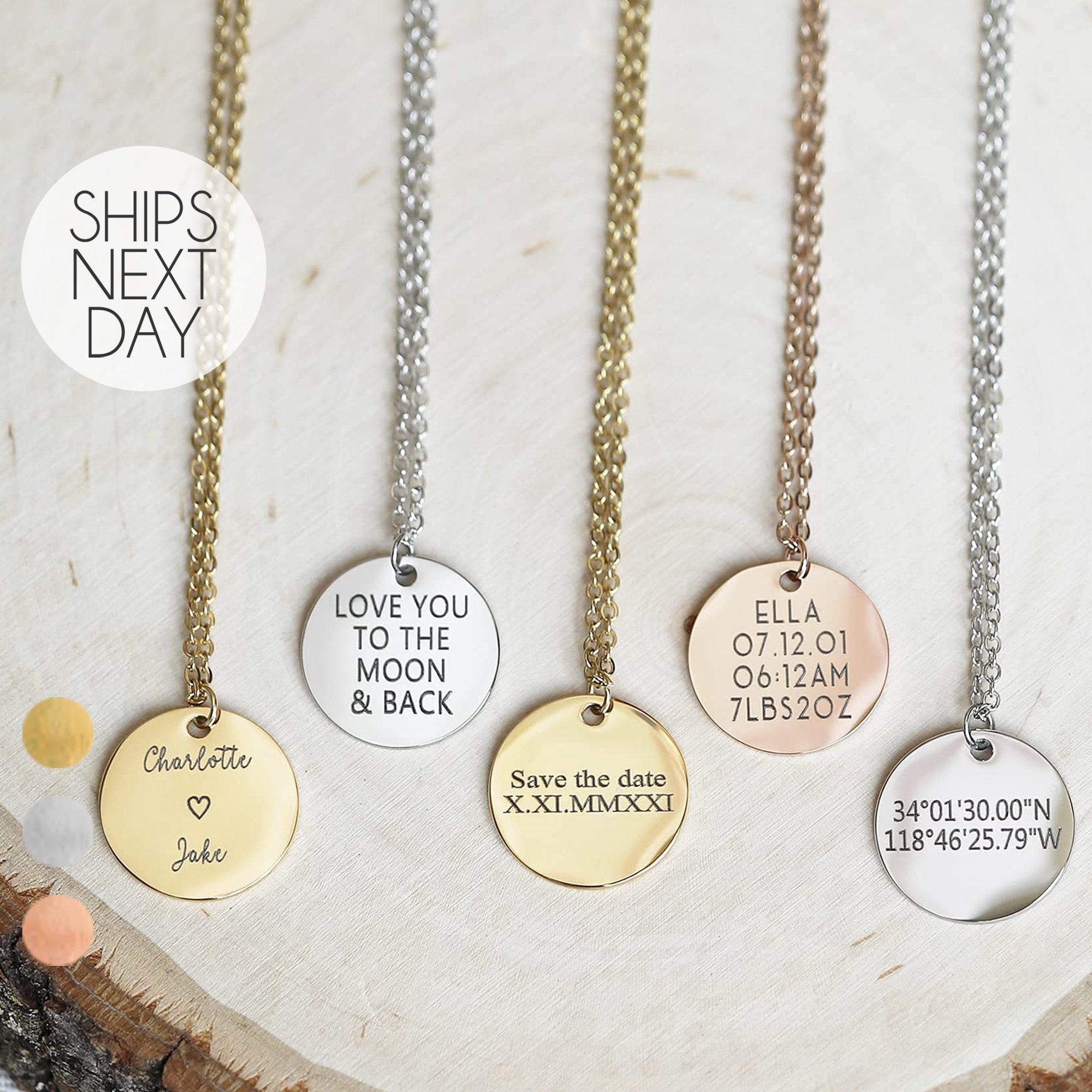 Personalized Stainless Steel Pendant Necklace With Custom Name And Date  Round Coin Birth Flower Necklace For Women Perfect Family Gift X0905 From  Hobo_designers, $5.78 | DHgate.Com