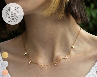 Personalized Letter Necklace Sideways Initial Necklace for Her Custom Name Necklace Tiny Charm Dainty Necklace for Women Jewelry