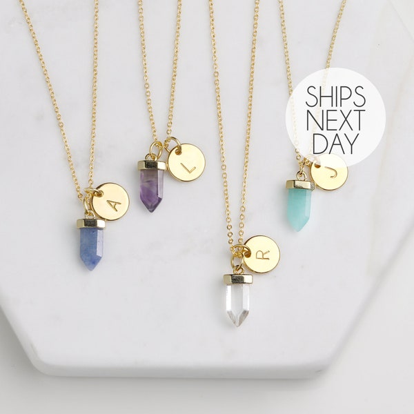 Personalized Crystal Necklace Pendant Gemstone Jewelry Gift Personalized Jewelry Healing Crystals Graduation Gift Bridesmaid Gift - VCPN-TC