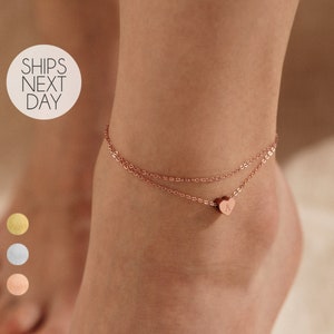 Custom Initial Anklets with Heart Charm Ankle Summer Jewelry Gift for Her Minimalist Beach Anklet for Women Personalized Dainty Gift for Her