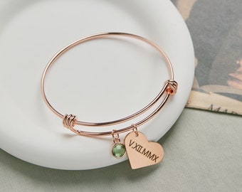 Gemszoo Bracciale Personalizzato A Cuore Con Nodo - Pietre Portafortuna 2-4 Compleanni, Catena Regolabile, Regalo In Scatola