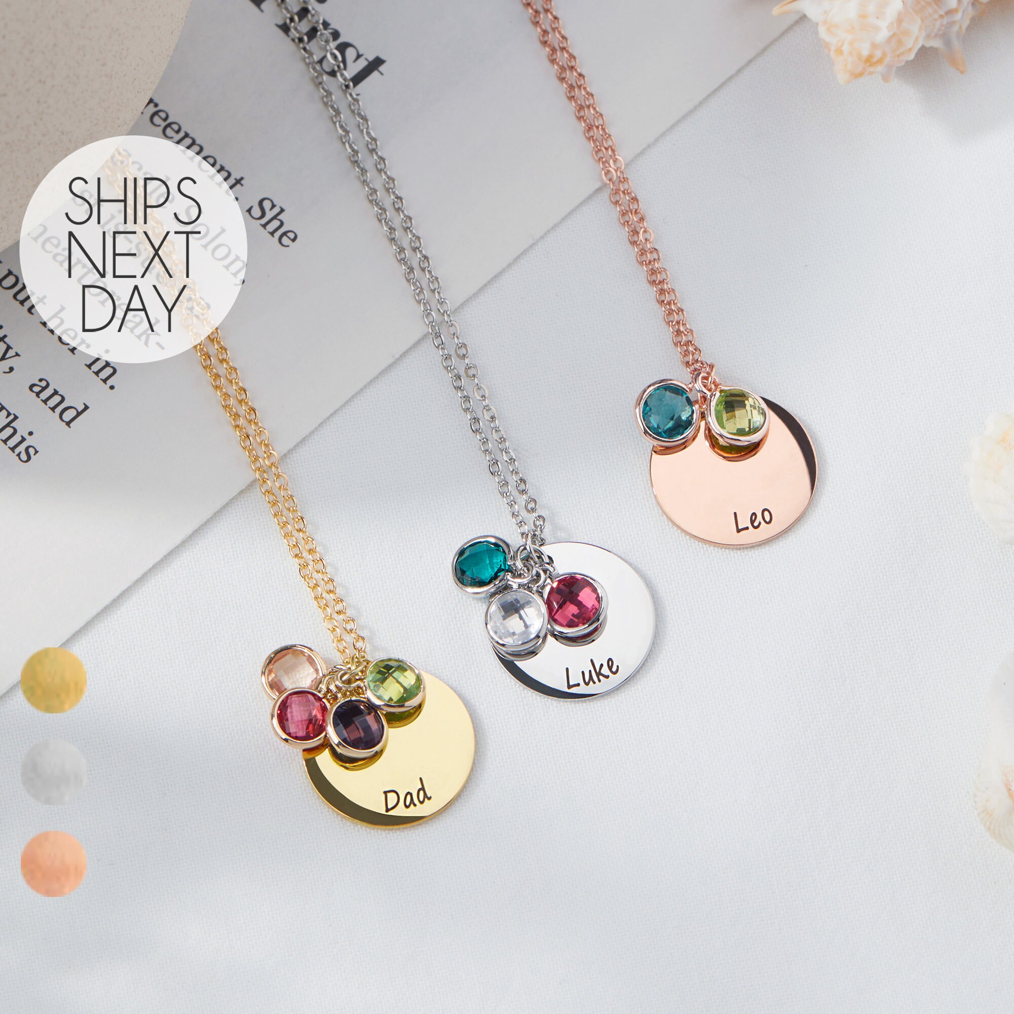 Custom Multiple Birthstone Necklace Grandma Birthday Gift - Etsy