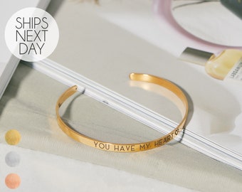 Custom Dainty Cuff Bracelet For Women Best Gift Friendship Gift for Her Personalized Bridesmaid Gift Bracelet for Mom Bracelet Bangle Name