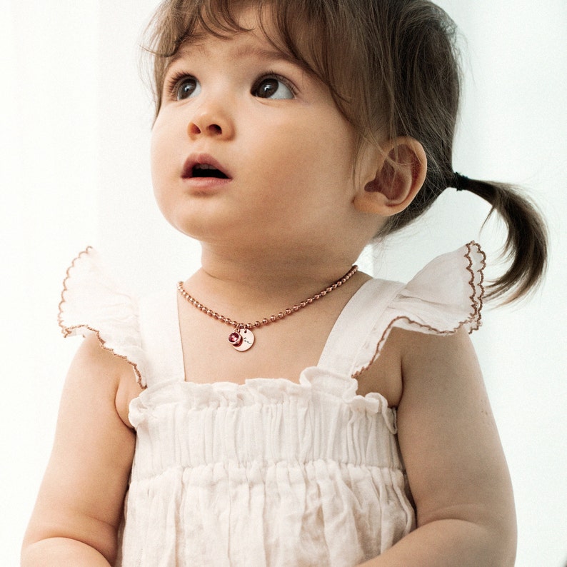 Baby Girl Birthstone Necklace Personalized Jewelry for Her Etsy