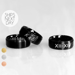Anillos personalizados para hombre, regalo de cumpleaños para él, papá, novio, joyería hecha a mano, anillo grabado personalizado, anillo de promesa, joyería para hombre única