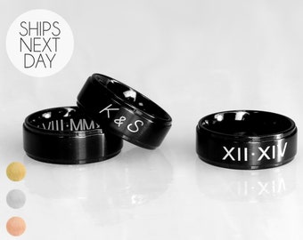 Anillos personalizados para hombre, regalo de cumpleaños para él, papá, novio, joyería hecha a mano, anillo grabado personalizado, anillo de promesa, joyería para hombre única