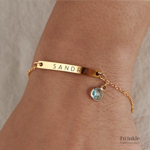 Birthstone Friendship Sister Bracelets for Women Personalized Jewelry Unique Bridesmaid Gift for Her Name Engraved Summer Bracelet