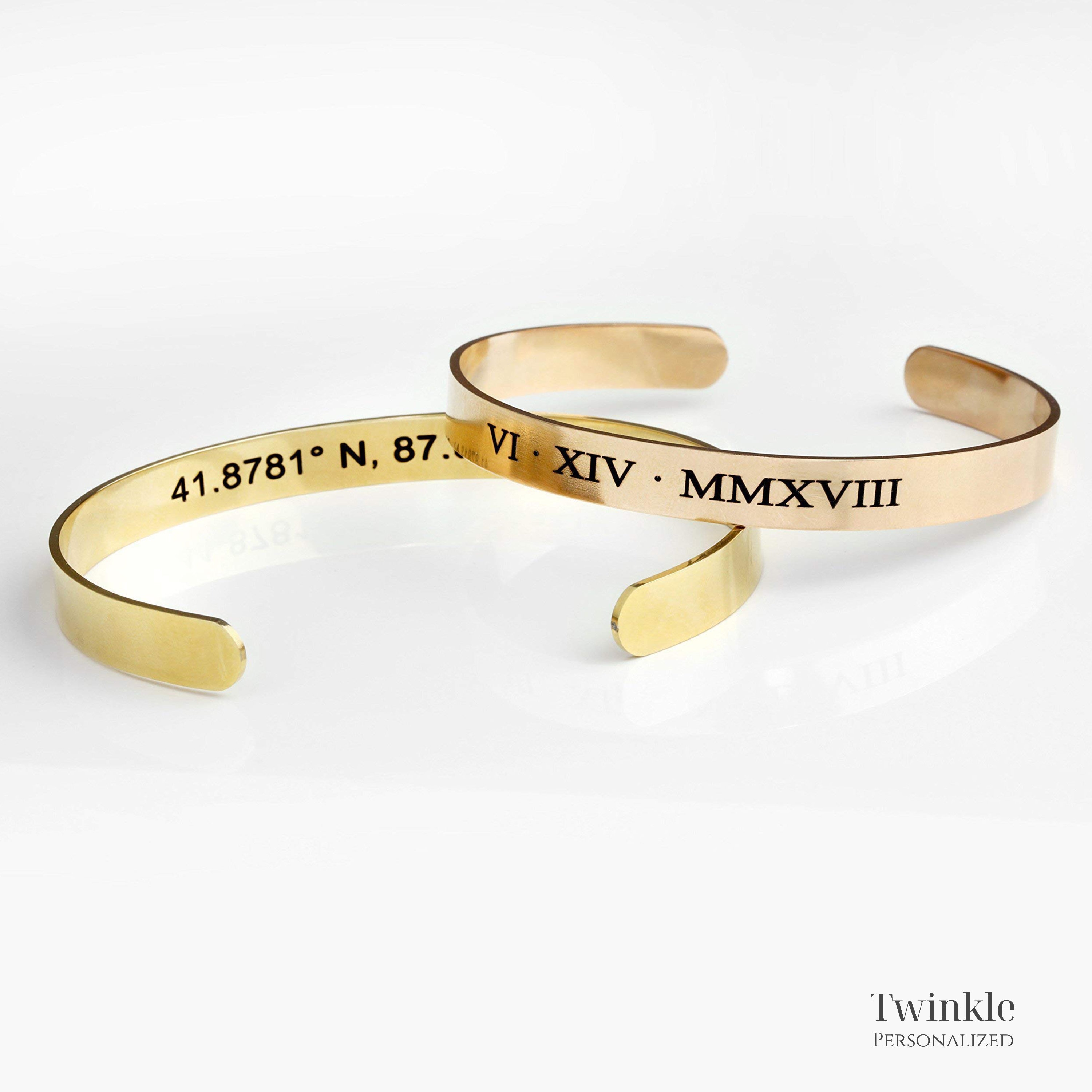 Personalized Cuff Bracelet for Women Custom Inspiration Engraved Bracelet Bridesmaids Gift For Her Gold Bangle Bracelet Wedding Jewelry
