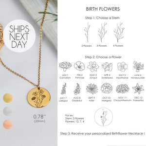 Custom Birth Flower Necklaces for Women Mother's Day Gift For Her Thank You Gifts Personalized Jewelry Best Friend Birthday Gift for Mom