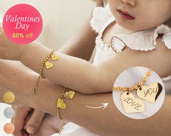 Custom Name Engraved Bracelet for Women Personalized Matching Bracelets Best Friends Mom Daughter Bracelet Valentines Gifts for Her -B-BR-MH
