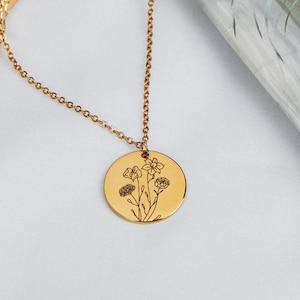 Custom Birth Flower Necklace for Grandma Personalized Birthday Day Gift for her Multiple Birth Flower Pendant Necklace for Women