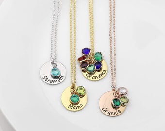 Custom Multiple Birthstone Necklace Grandma Birthday Gift Wedding Gift Family Handmade Jewelry Bridesmaid Gift