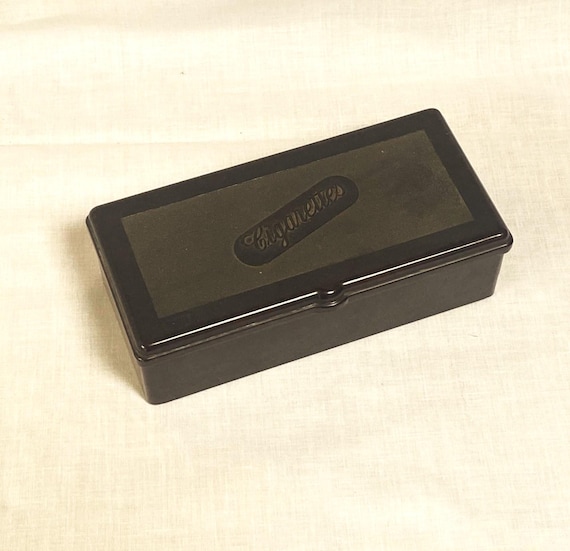 bakelite cigarette box Vintage Bakelite Cigarette Box Brown Smoking Accessory Mid Century Trinket  Box Desk Storage 1950's