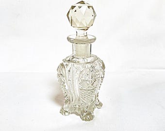 Antique Cut Glass Perfume Bottle with Glass Stopper