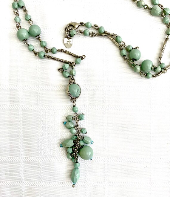 Collier Vintage En Or Couleur Avec Perles Et Pierre Turquoise - Bijou Ancien N°5381 - Occasion Vérifié