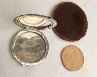 Antique Turner & Simpson Silver Compact with Mirror and Pouch