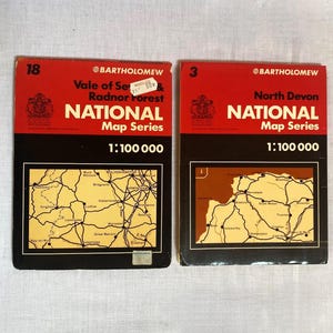 Vintage Bartholomew National Maps of North Devon and Vale of Severn & Radnor Forest
