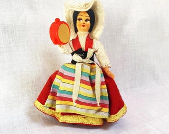 Vintage Costume Doll with Tambourine