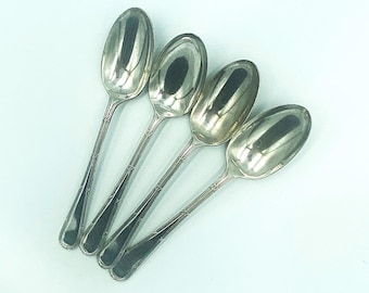 Art Deco Elkington Monarchy Reed & Ribbon Table Spoons x 4
