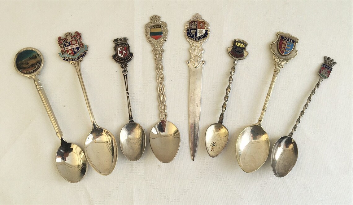 Vintage Crest Tea Spoons Etsy