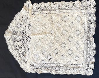 Antique Fine Maltese Bobbin Lace Nightie Bag
