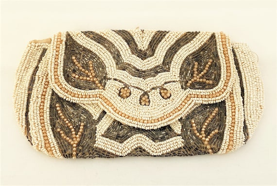 Antique Bead and Pearl Evening Wrist Purse - image 1