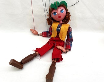 Vintage Hand Made Pelham Puppet Cowgirl with Original Box