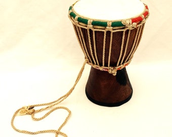 African Djembe Drum with Hand Carved Base