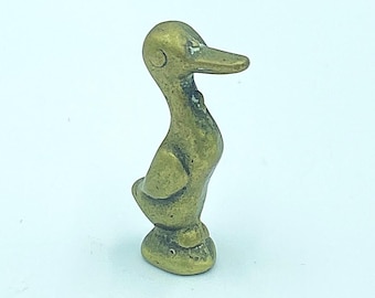 Vintage Brass Miniature Duck Ornament Figurine