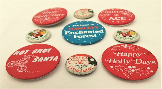 Noel Christmas Deer with Flowers Pinback Button Pin