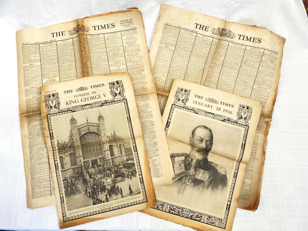 如月セール◆ 大型 古書 [ THE TIMES LONDON ]1936年 Original the Times Newspaper and Supplements January 1936 Death