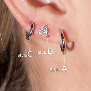 Hummingbird and Hoop | Piercing Earring For Men And Women | Flat Back Earring | Bird Earring Jewelry Gift