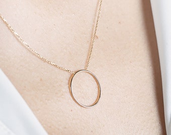 Eternity Circle Pendant Necklace 14k Gold Open Eternity Circle Dainty Pendant Bridesmaid Necklace Mothers Day Jewelry Gift Mom Wife