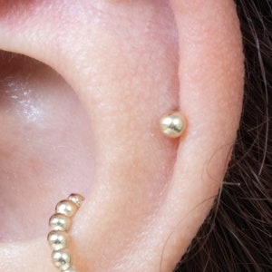 14k Gold Ball Cartilage Stud Earring Dainty Gold Earring Helix Tragus Stud Simple Dainty Tiny Ball Stud