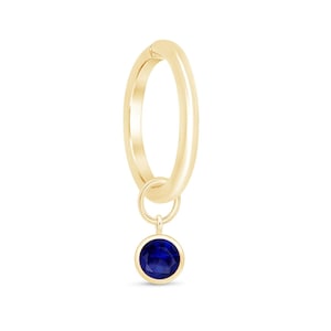 Blue Stone Bezel Charm Earring - Blue Hoop - Sapphire Birthstone Earring -  Statement Jewelry - Sapphire Birthday Present for Her