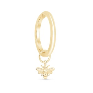 Gouden hommel hangoorring | Gepersonaliseerde 14K gouden sieradencadeau | Aangepaste hommeldruppel voor hem of haar