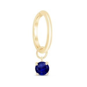 Blue Charm Earring - Hoop - Stylish Sapphire Hoop - Handcrafted Sapphire Birthstone Jewelry