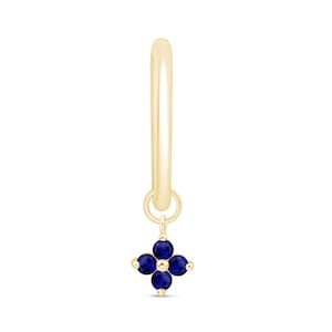 Blue Clover Charm Hoop - Sapphire Birthstone Jewelry - Elegant Handcrafted Jewelry