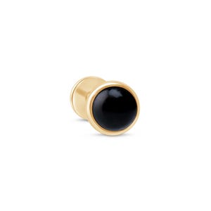 Black Onyx Gold Stud Earring – 3mm 18G Flat Back Hypoallergenic Earring – New Piercing Jewelry – Perfect Birthday Gift for Him and Her