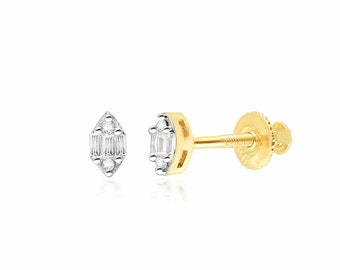 Marquise Mixed Diamond Screw Back Earrings