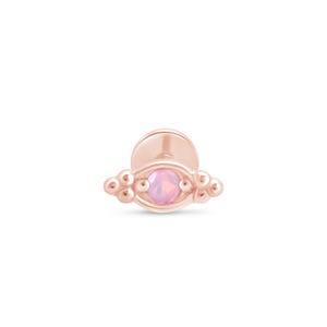 Opal Stud Earring for Women, Rose Gold Cartilage Stud, Earring For Upper Ear Cartilage Piercing, 14k Flat Back Stud, Round Opal Earring