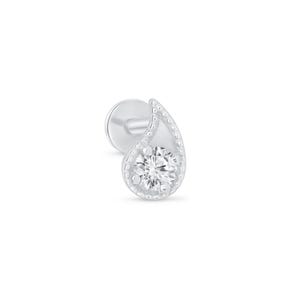 Joyeria con Reespaldo Plano y Diamante elaborado en Oro Sólido de 14K - Joyería para Perforación de Cartílago Hipoalergénica - Minimalista.