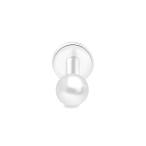 Simple White 14K Gold Ball Flat Back Cartilage Stud, Gold Piercing Helix Stud, Solid Gold Earring For Her or Grandma, Gift for Women