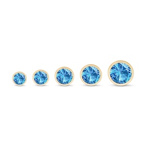 Pendiente Bezel de color Azul Topaz en Oro Sólido de 14K, para Piercings nuevos, hipoalergénicos, Pendiente de Cartílago con Rosca Interna.