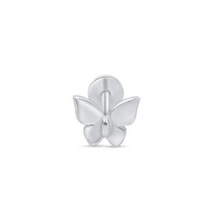 Weißgold Schmetterling Knorpel Ohrring, 14K Gold Helix Conch Tragus Piercing, intern gefädelt Flatback Schmuck, Geschenk für Männer & Frauen