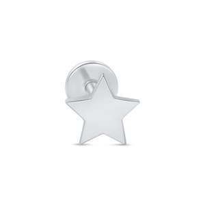 Brinco de ouro branco para piercing labret, brinco pequeno em forma de estrela para nariz e lóbulo, brinco com rosca 18G e parte traseira plana, presente exclusivo para mulheres