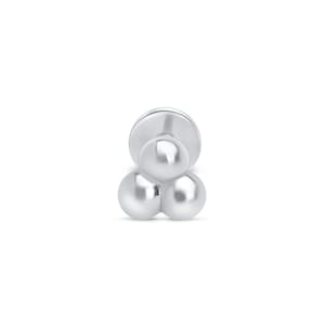 Pendientes de Cartílago en Oro Blanco de 14k con Tres Bolas Trinitarias, arete sólido para la parte superior de la oreja, minimalista, fina.