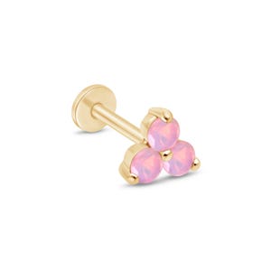 Gold Opal Jewelry for Helix Piercing, Pink Opal Stud Earring, 14k Gold Earring For Men, October Birthday Gift, Tragus Piercing Opal Stud