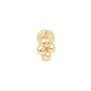 Kolczyk do chrząstki w kształcie kulki z litego złota 14k, płaski kolczyk z tyłu, prawdziwy złoty piercing z gwintem 18G, delikatna biżuteria, prezent dla chłopaka