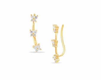 Diamond Halaf karaat vlinder oorbel 18k witgoud oorbel kraakbeen oorbel voor vrouwen tragus oorbel sieraden cadeau voor haar